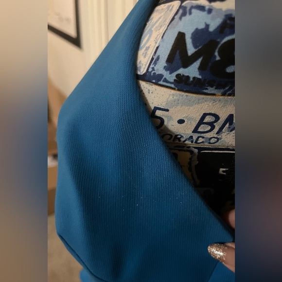 Carmen Marc Valvo Infusion Cascading Ruffle Halter Mermaid Evening Gown Peacock - Picture 9 of 12